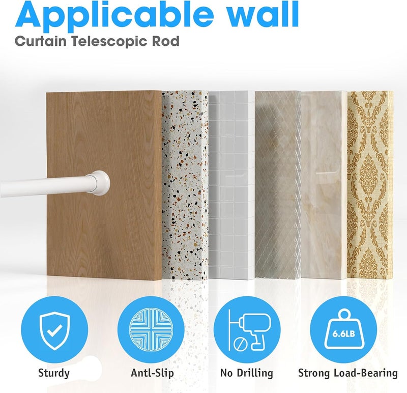 MEXAU 2Pack White Tension Curtain Rods 31 to 62 Inch Small Curtain Rods No Drilling Short Tension Rod Adjustable Spring Curtain Rod for Windows Door Closet Pressure Rod - Image 4